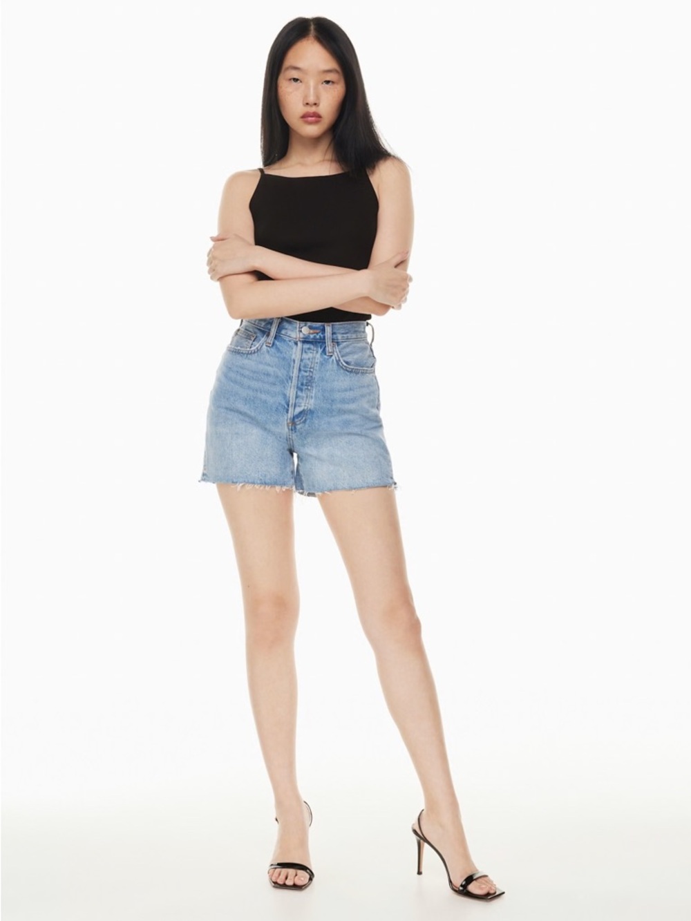 Denim Forum The Yoko Hi-Rise Mid-Thigh Denim Short (sold out online)